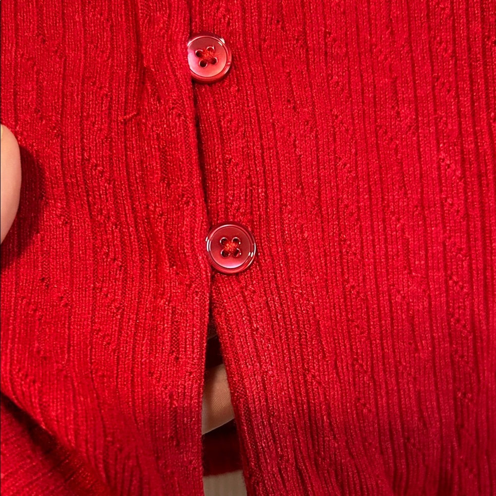 NWT- Madewell Bright Red Ribbed Button-Front Tank - Picture 6 of 6